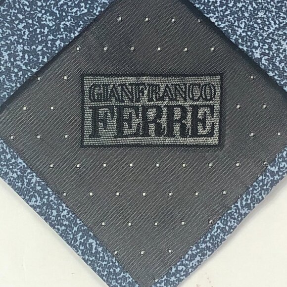 Gianfranco Ferre Tie Necktie Blue Polka Dot 100% Silk Made in Italy - Picture 5 of 7